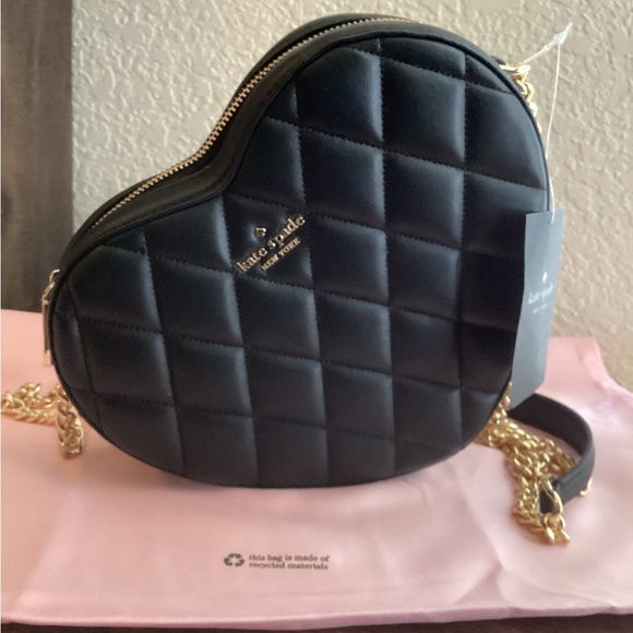 NWT Kate Spade Love Shack Black Quilted Heart Crossbody Bag Purse Handbag - Picture 2 of 12